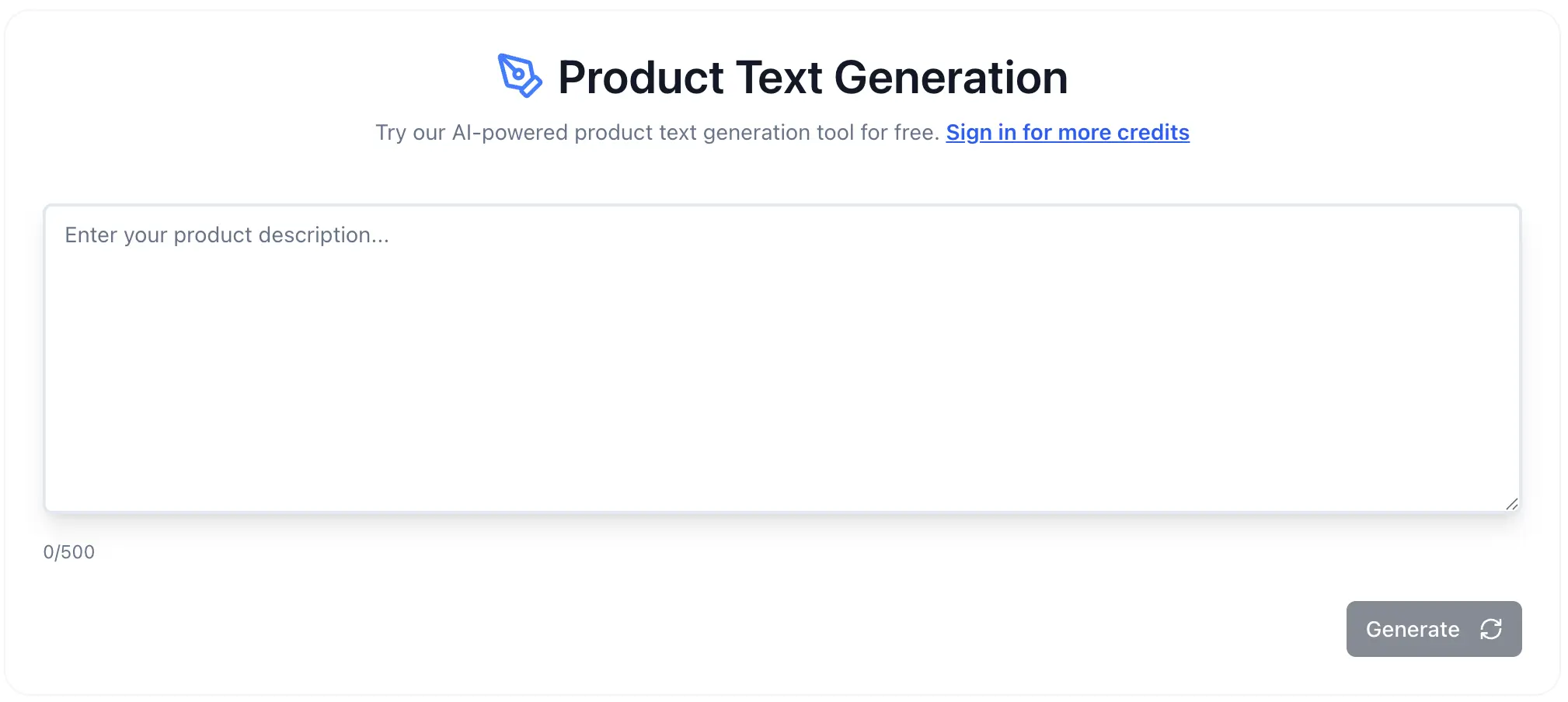 AI product text generation tool